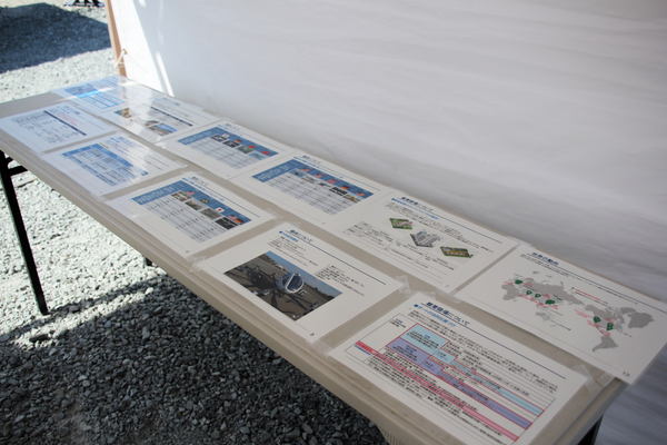 写真：テーブルの上に並べられた紹介パネル