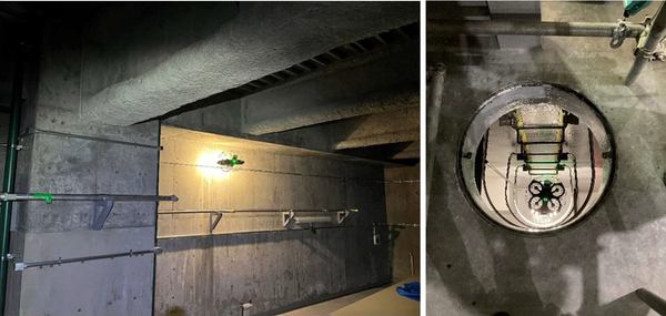 写真：地下ピット内で飛行するドローン