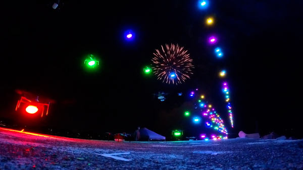 写真：花火とドローンショーの様子