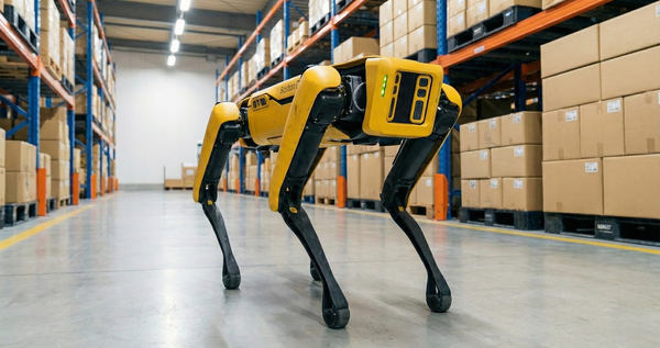 写真：倉庫内の四足歩行ロボット「SPOT」