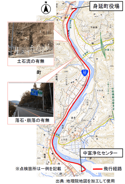 地図に示された飛行経路