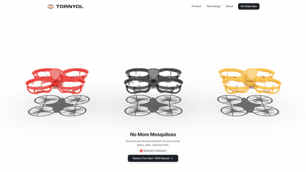 写真：マイクロドローン（赤、黒、黄）