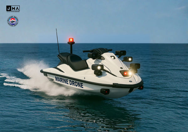 海上を走行する白い「マリンドローン」