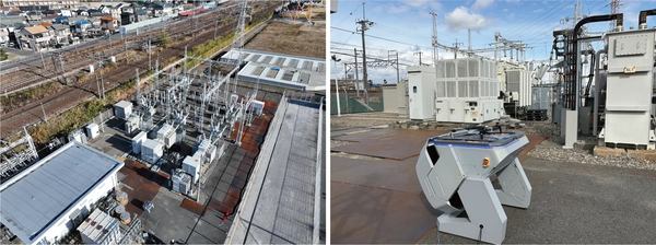写真：JR東海 春日井変電所、現場に設置された「Skydio Dock for X10」