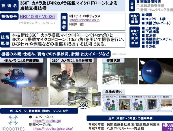 点検支援技術性能カタログ掲載技術の概要図