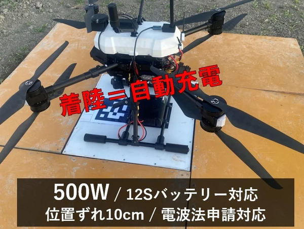 写真：自動充電器の上に載るドローン