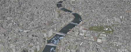 東京都の河川付近の点群データ