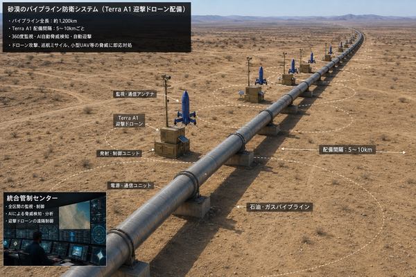 砂漠のパイプライン防衛システム