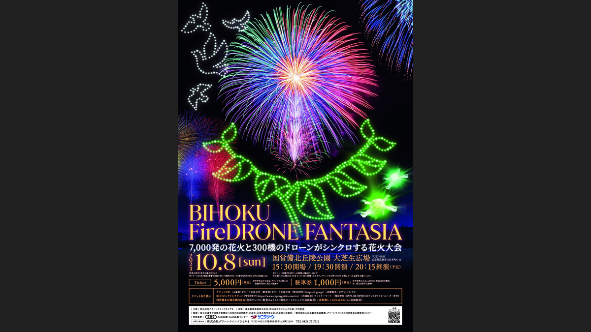 花火とドローンがシンクロする花火大会「BIHOKU FireDRONE FANTASIA